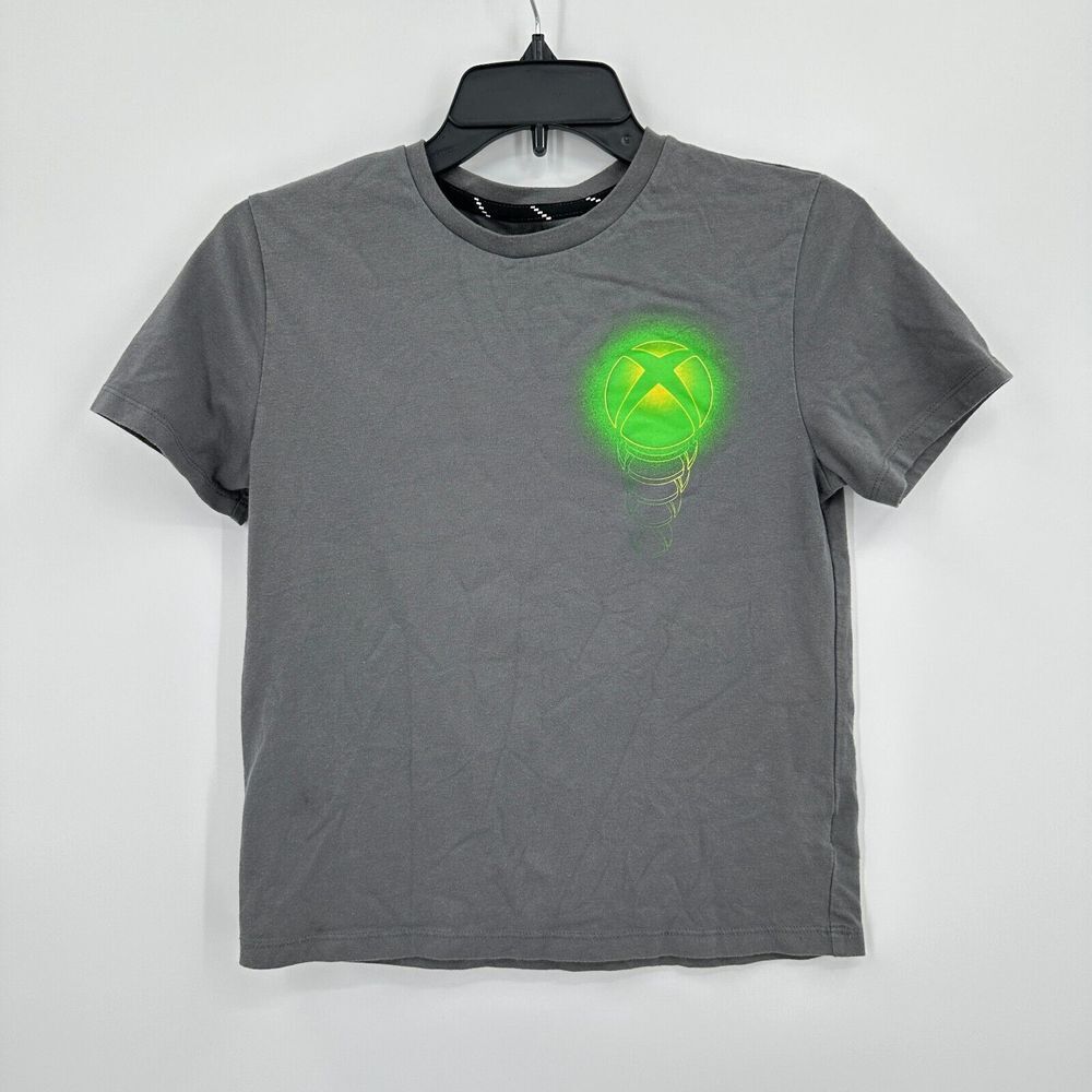 Xbox 360 Tshirt Kids Medium Gray Green Microsoft Gaming‎ Nerd Esports Fan Roblox
